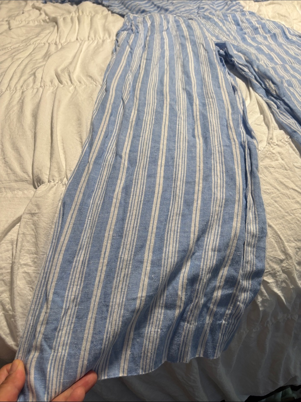 Lauren Ralph Lauren Light Blue and White 100 ‘/. Linen Striped Sundress - Picture 6 of 8